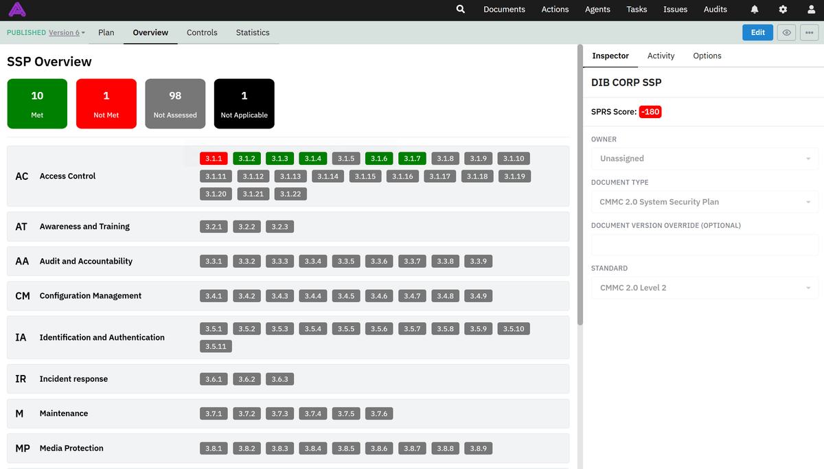 CMMC 2.0 Support Screenshot